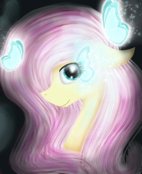 Size: 808x988 | Tagged: safe, artist:chanceyb, fluttershy, butterfly, pegasus, pony, g4, female, glowing, looking at you, solo