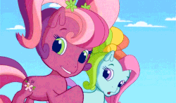 Size: 740x435 | Tagged: safe, screencap, cheerilee (g3), rainbow dash (g3), g3, g3.5, twinkle wish adventure, animated, female, looking at you, male, smiling