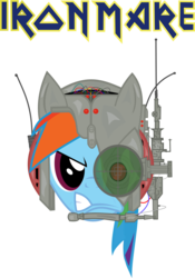 Size: 1588x2274 | Tagged: safe, artist:eddie-shadows, rainbow dash, cyborg, g4, crossover, eddie the head, futuristic, heavy metal, iron maiden, iron mare, simple background, transparent background, vector