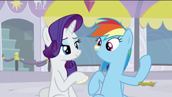 Size: 1920x1080 | Tagged: safe, screencap, rainbow dash, rarity, g4, rarity investigates, sunscreen