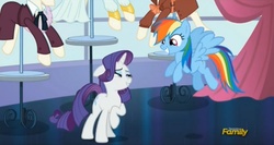 Size: 1662x885 | Tagged: safe, screencap, rainbow dash, rarity, g4, rarity investigates