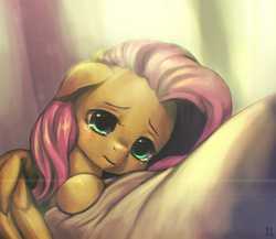 Size: 2278x1977 | Tagged: safe, artist:mrs1989, fluttershy, g4, crying, cute, female, floppy ears, pillow, solo