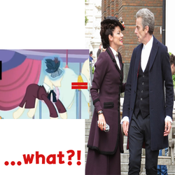 Size: 500x500 | Tagged: safe, g4, rarity investigates, blouse, clothes, comparison, doctor who, michelle gomez, missy, overcoat, pants, peter capaldi, sadism, shirt, the doctor, the master, twelfth doctor, waistcoat