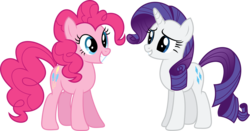 Size: 11657x6105 | Tagged: safe, artist:8-notes, artist:hawk9mm, pinkie pie, rarity, canterlot boutique, g4, .svg available, absurd resolution, female, lesbian, ponyscape, ship:raripie, shipping, simple background, transparent background, vector