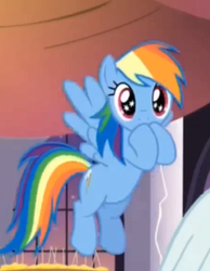 Size: 299x386 | Tagged: safe, screencap, rainbow dash, g4, rarity investigates, female, flying, solo, starry eyes