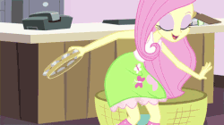 Size: 550x309 | Tagged: safe, screencap, fluttershy, equestria girls, g4, hamstocalypse now, animated, female, loop, musical instrument, solo, tambourine