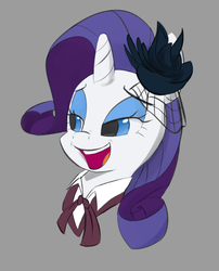 Size: 700x865 | Tagged: safe, artist:browwning, rarity, g4, rarity investigates, clothes, color, female, flower, monochrome to color, open mouth, parody, smiling, solo, that was fast