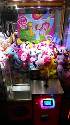 Size: 1080x1920 | Tagged: safe, applejack, fluttershy, pinkie pie, rainbow dash, twilight sparkle, g4, claw machine, irl, photo, plushie