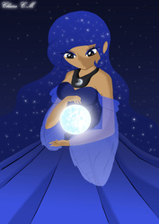 Size: 800x1132 | Tagged: safe, artist:chiaracm, princess luna, human, g4, female, humanized, moon, solo