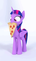Size: 600x1000 | Tagged: dead source, safe, artist:uncommented, twilight sparkle, alicorn, pony, g4, 3d, animated, cute, eating, female, mare, mouth hold, nom, pizza, solo, twilight sparkle (alicorn)