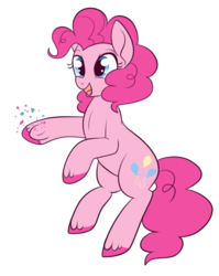 Size: 500x629 | Tagged: safe, artist:lulubell, pinkie pie, g4, confetti, cute, diapinkes, female, open mouth, simple background, solo, transparent background, underhoof, unshorn fetlocks