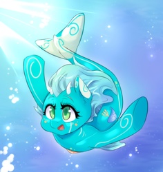 Size: 1207x1280 | Tagged: safe, artist:freedomthai, oc, oc only, mermaid, merpony, happy, solo, swimming, underwater