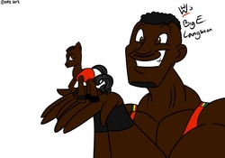 Size: 1280x896 | Tagged: safe, artist:mofetafrombrooklyn, human, big e langston, ponified, toy, wrestling, wwe