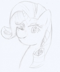 Size: 1637x1956 | Tagged: safe, artist:flutteriot, rarity, g4, female, monochrome, pencil drawing, solo, traditional art