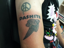 Size: 1024x768 | Tagged: safe, human, fallout equestria, biker dash, dashite, irl, irl human, photo, photography, tattoo