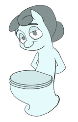 Size: 635x998 | Tagged: safe, artist:anontheanon, oc, oc only, oc:kohlette, object pony, original species, toilet pony, bedroom eyes, but why, looking at you, not salmon, ponified, simple background, smiling, solo, toilet, wat, what has science done