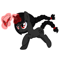 Size: 3000x3000 | Tagged: artist needed, safe, oc, oc only, oc:clandestine, alicorn amulet, braid, braided tail, high res, magic, solo, stealing, telekinesis, thief