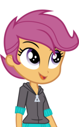 Size: 4738x7637 | Tagged: safe, artist:luckreza8, scootaloo, equestria girls, g4, my little pony equestria girls: friendship games, .svg available, absurd resolution, canterlot high, chs rally song, clothes, female, inkscape, open mouth, school spirit, simple background, smiling, solo, transparent background, upper body, vector, wondercolts