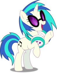 Size: 3128x4000 | Tagged: safe, artist:dashiesparkle, dj pon-3, vinyl scratch, pony, unicorn, g4, season 5, slice of life (episode), female, headphones, high res, hooves, horn, mare, open mouth, raised hoof, simple background, solo, sunglasses, transparent background, vector