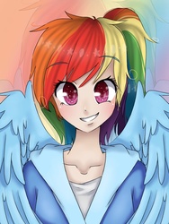 Size: 768x1024 | Tagged: safe, artist:iponylover, rainbow dash, human, g4, cute, female, humanized, solo