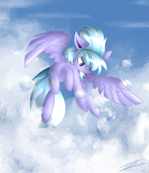 Size: 900x1045 | Tagged: safe, artist:avizo-23, cloudchaser, g4, cloud, cloudy, female, flying, solo