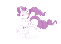 Size: 1280x923 | Tagged: safe, artist:dstears, rarity, g4, exercise, eyes closed, female, headband, ipod, jogging, monochrome, mp3 player, smiling, solo, trotting, wristband