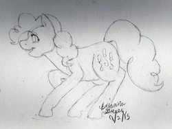 Size: 1024x771 | Tagged: safe, artist:skittylover2012, pinkie pie, g4, female, monochrome, sketch, solo, traditional art