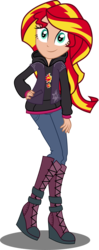Size: 1060x2670 | Tagged: safe, artist:xebck, sunset shimmer, equestria girls, g4, my little pony equestria girls: rainbow rocks, boots, clothes, cute, female, hoodie, human coloration, shimmerbetes, simple background, solo, transparent background, vector