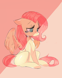 Size: 800x1000 | Tagged: safe, artist:dilandau203, fluttershy, pegasus, pony, g4, crying, female, floppy ears, mare, sad, sitting, solo