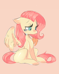 Size: 800x1000 | Tagged: safe, artist:dilandau203, fluttershy, pegasus, pony, g4, crying, female, floppy ears, mare, sad, simple background, sitting, solo