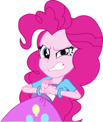 Size: 4097x4853 | Tagged: dead source, safe, artist:darksoul46, pinkie pie, a case for the bass, equestria girls, g4, my little pony equestria girls: rainbow rocks, absurd resolution, angry, bracelet, clothes, cracking joints, cracking knuckles, female, inkscape, jewelry, looking at you, shirt, simple background, skirt, solo, teenager, transparent background, vector, wristband