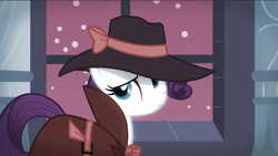 Size: 960x540 | Tagged: safe, edit, screencap, rarity, g4, rarity investigates, hat, pouting