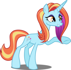 Size: 4577x4500 | Tagged: safe, artist:xebck, sassy saddles, pony, unicorn, canterlot boutique, g4, absurd resolution, cutie mark, eyeshadow, female, grin, horn, makeup, mare, missing accessory, raised hoof, sassy saddles' cutie mark, simple background, smiling, solo, tail, transparent background, underhoof, vector