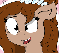 Size: 1280x1152 | Tagged: safe, artist:messenger, oc, oc only, oc:brownie bun, horse wife, fanart, open mouth, smiling, solo