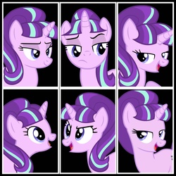 Size: 1024x1024 | Tagged: safe, artist:mlplovr111, starlight glimmer, g4, bedroom eyes, collage, smiling
