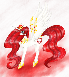 Size: 1906x2108 | Tagged: safe, artist:bzybzycze, oc, oc only, oc:queen poland, alicorn, pony, alicorn oc, female, mare, nation ponies, no more ponies at source, poland, polish, ponified, solo