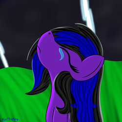 Size: 2500x2500 | Tagged: safe, artist:asknoxthepony, oc, oc only, oc:nox stella, crying, high res, lightning, solo, vent art