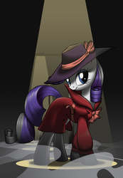 Size: 1200x1730 | Tagged: safe, artist:sirzi, rarity, pony, unicorn, g4, rarity investigates, clothes, cute, detective, detective rarity, female, hat, mare, raribetes, solo