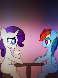 Size: 1280x1714 | Tagged: safe, artist:raridashcenter, rainbow dash, rarity, g4, female, lesbian, ship:raridash, shipping, tea