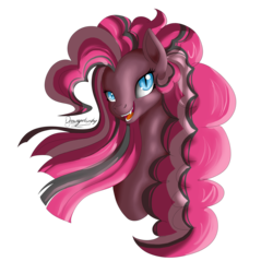 Size: 4000x4000 | Tagged: safe, artist:dreamyartcosplay, pinkie pie, earth pony, pony, ask nightmare mane 6, ask nightmare six, g4, bust, corrupted, female, mare, nightmare pinkie, nightmarified, simple background, solo, transparent background