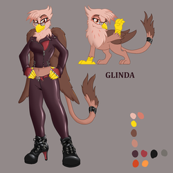 Size: 1000x1000 | Tagged: safe, artist:caroo, oc, oc only, oc:glinda gryphon, griffon, anthro, belly button, female, hand on hip, high heel boots, high heels, latex, midriff, reference sheet, solo, tailcuff