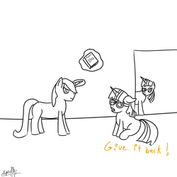 Size: 1000x1000 | Tagged: safe, artist:spritepony, moondancer, twilight sparkle, g4, book, bullying, diary
