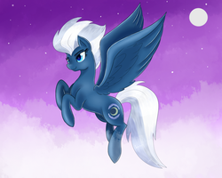 Size: 1280x1024 | Tagged: safe, artist:mlp-firefox5013, night glider, g4, female, flying, moon, night sky, solo, stars