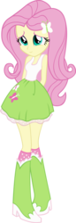 Size: 1378x4000 | Tagged: safe, artist:doctor-g, fluttershy, equestria girls, g4, my little pony equestria girls, arm behind back, boots, clothes, cute, cutie mark on clothes, female, fluttershy's skirt, long hair, shyabetes, simple background, skirt, solo, transparent background, vector