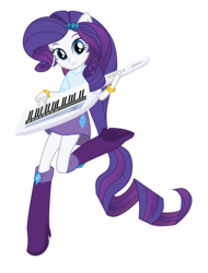 Size: 3200x4200 | Tagged: safe, artist:whiteroze30, rarity, equestria girls, g4, my little pony equestria girls: rainbow rocks, player piano, boots, bracelet, clothes, high heel boots, high res, jewelry, keytar, musical instrument, playing, ponied up, pony ears, ponytail, simple background, skirt, solo, transformation, transparent background, vector, wristband