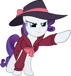 Size: 5591x6000 | Tagged: safe, artist:slb94, rarity, g4, rarity investigates, absurd resolution, clothes, coat, detective, detective rarity, female, frown, hat, simple background, solo, transparent background, vector