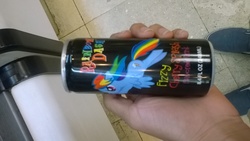 Size: 1600x900 | Tagged: safe, rainbow dash, g4, drink, irl, photo, soda can