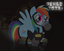 Size: 1024x813 | Tagged: safe, artist:firehazard14, rainbow dash, g4, crossover, female, gas mask, metro 2033, solo, throwing knife