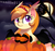 Size: 1280x1195 | Tagged: safe, artist:spookyle, oc, oc only, oc:pumpkin patch, bat, bat pony, pony, clothes, costume, moon, night, nightmare night, nightmare night costume, pumpkin, socks, solo, striped socks