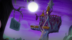 Size: 1366x766 | Tagged: safe, screencap, g4, scare master, season 5, dramatic lighting, moon, nightmare night, no pony, twilight's castle